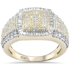 DIAMOND CLOSEOUT!  1.14ct G SI 10K Yellow Gold Men's Round & Baguette Diamond Ring Band Size 10