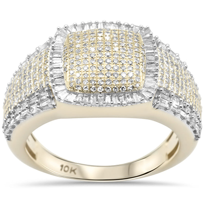 DIAMOND CLOSEOUT!  1.14ct G SI 10K Yellow Gold Men's Round & Baguette Diamond Ring Band Size 10