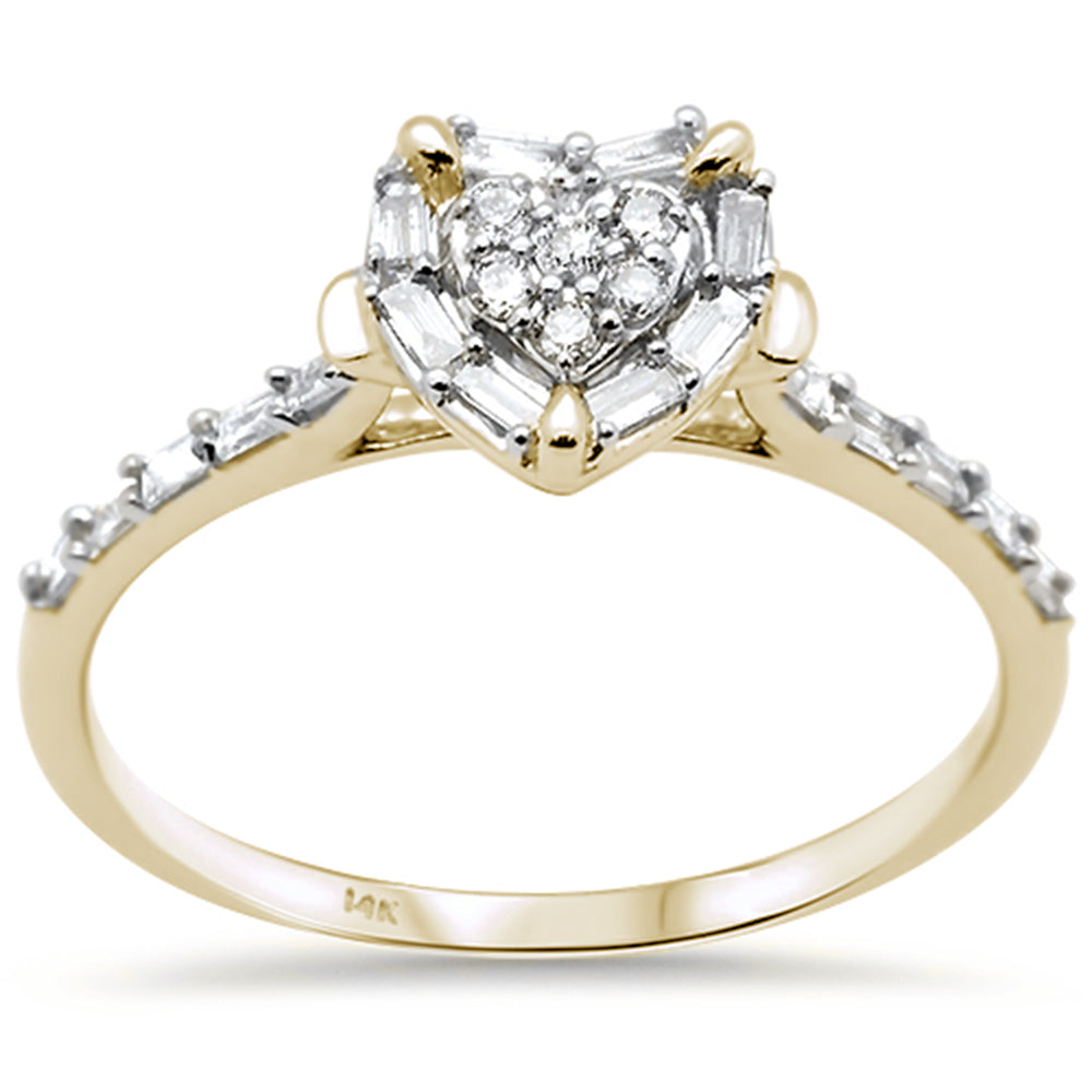 SPECIAL! .20ct G SI 14K Yellow Gold Heart Shaped Round & Baguette Diamond Engagement Ring Size 7