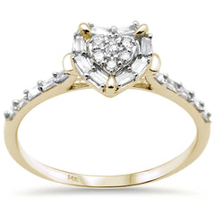 SPECIAL! .20ct G SI 14K Yellow Gold Heart Shaped Round & Baguette Diamond Engagement Ring Size 7