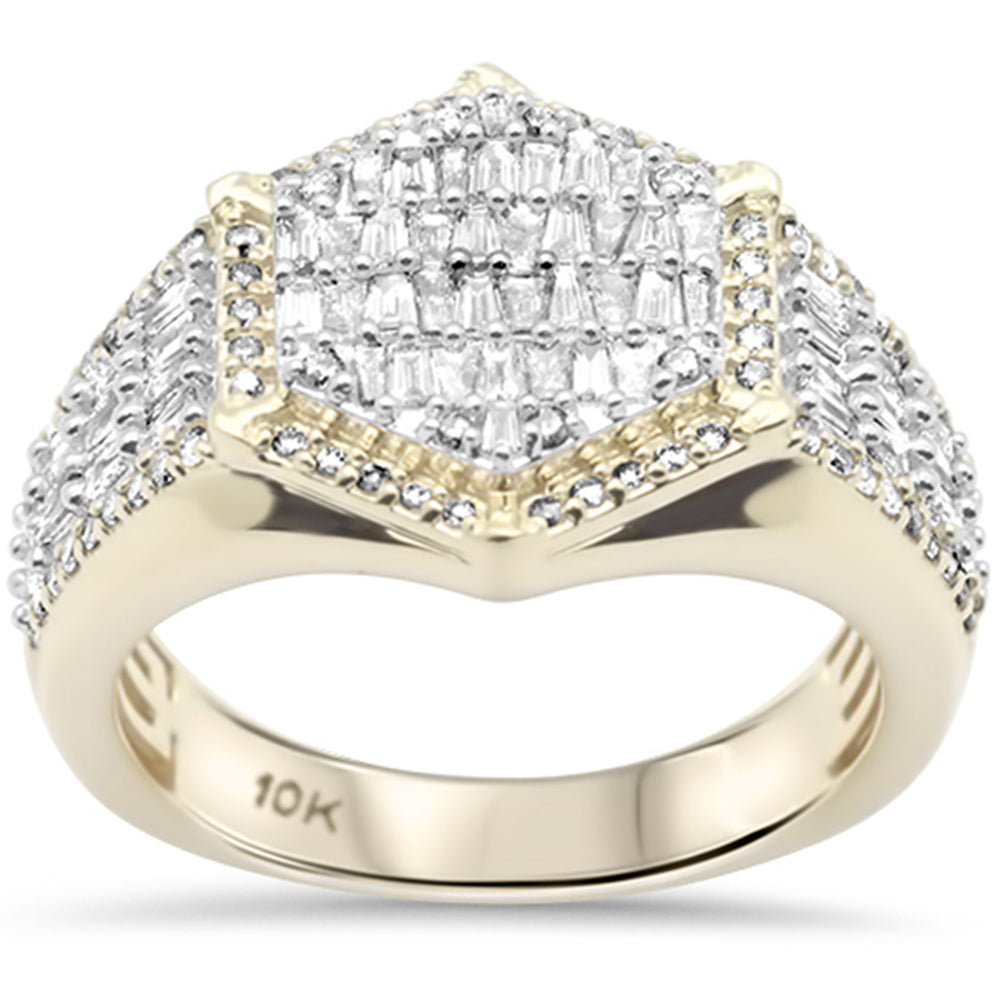DIAMOND CLOSEOUT!  1.14ct G SI 10K Yellow Gold Round & Baguette Diamond Men's Band Size 10