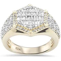 DIAMOND CLOSEOUT!  1.14ct G SI 10K Yellow Gold Round & Baguette Diamond Men's Band Size 10