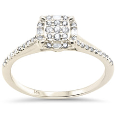 DIAMOND CLOSEOUT! .22ct G SI 14K Yellow Gold Round & Baguette Diamond Engagement Ring Size 7