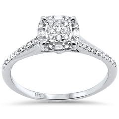 DIAMOND CLOSEOUT! .23ct G SI 14K White Gold Round & Baguette Diamond Engagement Ring Size 7
