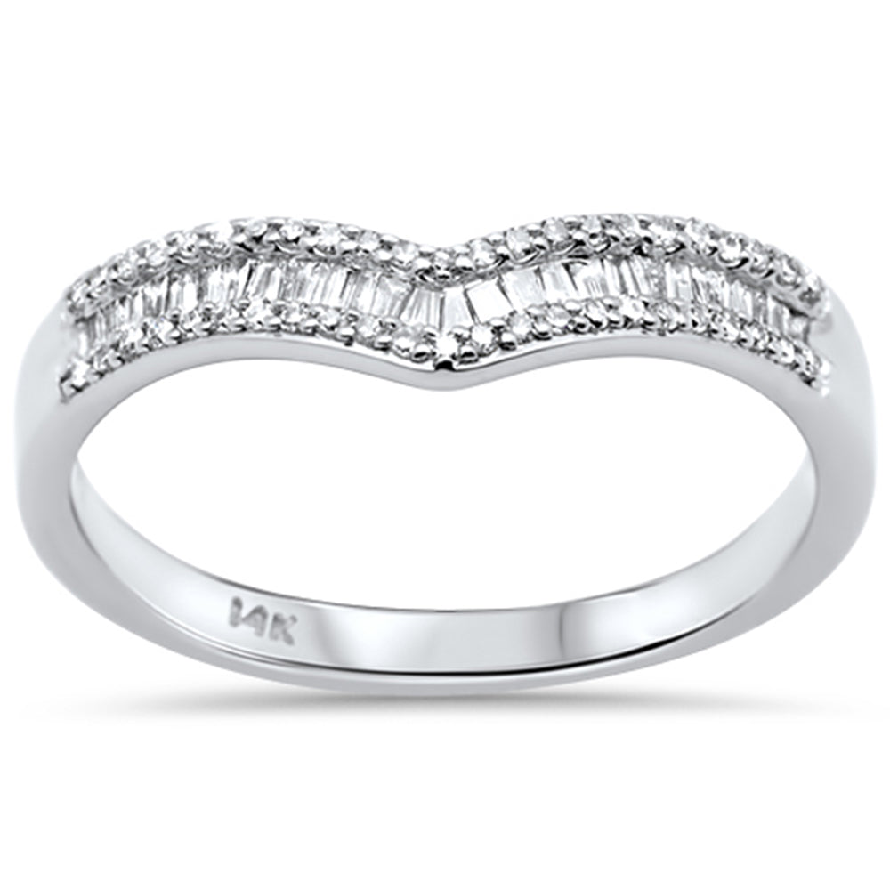 DIAMOND CLOSEOUT! .25ct G SI 14K White Gold Round & Baguette Diamond Ring Band Size 7