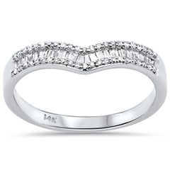 DIAMOND CLOSEOUT! .25ct G SI 14K White Gold Round & Baguette Diamond Ring Band Size 7