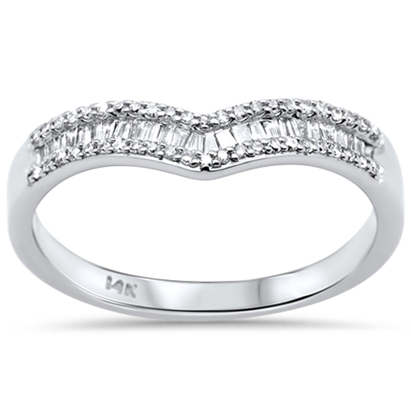 DIAMOND CLOSEOUT! .25ct G SI 14K White Gold Round & Baguette Diamond Ring Band Size 7