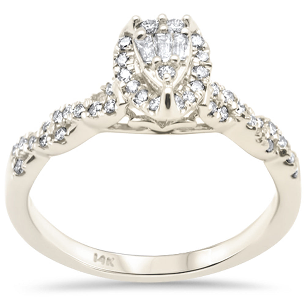 DIAMOND CLOSEOUT! .34ct G SI 14K Yellow Gold Pear Shaped Round & Baguette Diamond Engagement Ring Size 7