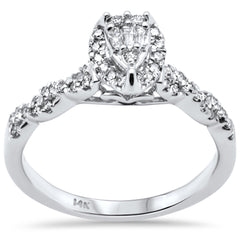DIAMOND CLOSEOUT! .33ct G SI 14K White Gold Pear Shaped Round & Baguette Diamond Engagement Ring Size 7