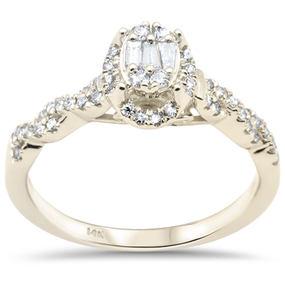 SPECIAL!.35ct G SI 14K Yellow Gold Round & Baguette Diamond Engagement Ring