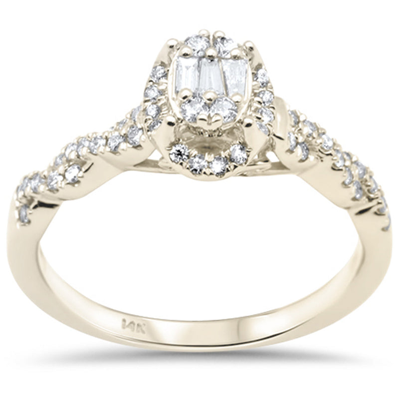 SPECIAL!.35ct G SI 14K Yellow Gold Round & Baguette Diamond Engagement Ring