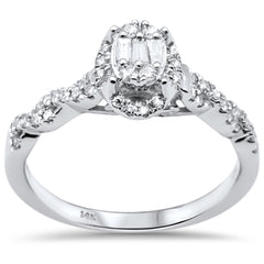 SPECIAL! .35ct G SI 14K White Gold Round & Baguette Diamond Engagement Ring  Size 6.50