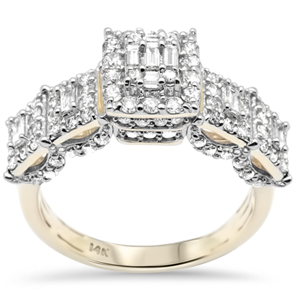 DIAMOND CLOSEOUT! 1.24ct G SI 14K Yellow Gold Round & Baguette Diamond Engagement Ring Size 7