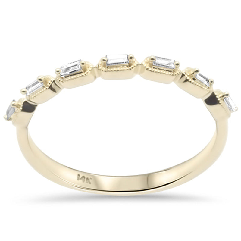 DIAMOND CLOSEOUT! .09ct G SI 14K Yellow Gold Baguette Diamond Stone Ring Band Size 6.5