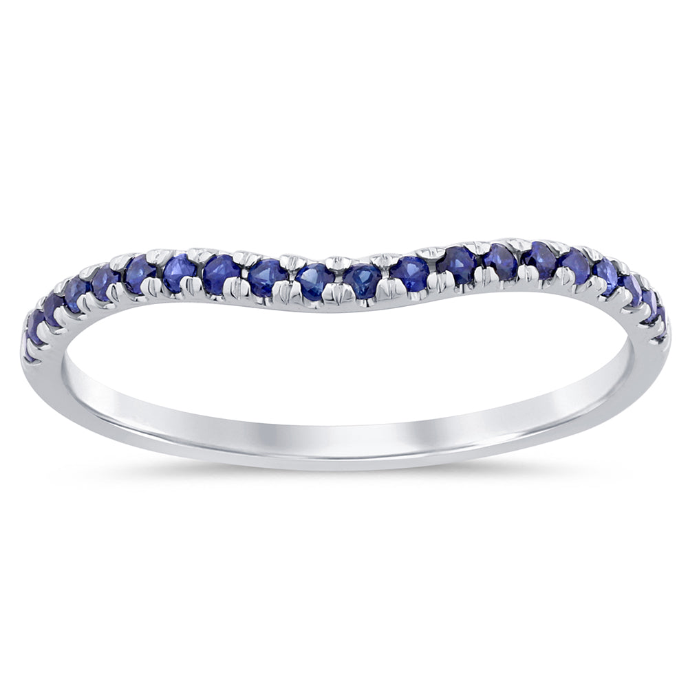 GEMSTONE CLOSEOUT! GEMSTONE CLOSEOUT!  .20ct 14K White Gold Blue Sapphire Natural Gemstone Band Ring Size 6.5
