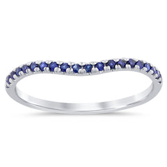 GEMSTONE CLOSEOUT! GEMSTONE CLOSEOUT!  .20ct 14K White Gold Blue Sapphire Natural Gemstone Band Ring Size 6.5