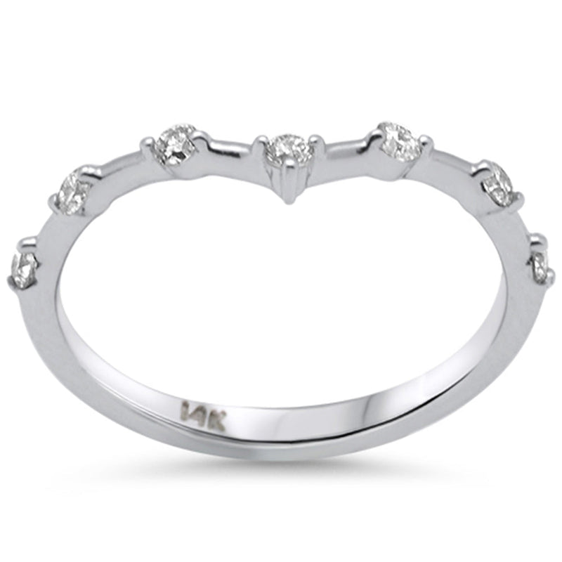 DIAMOND CLOSEOUT! .20ct G SI 14K White Gold Diamond Chevron Ring Size 6.5