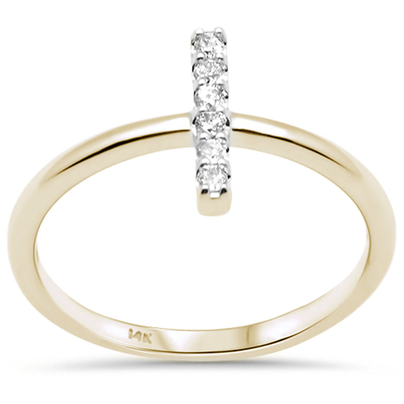 DIAMOND CLOSEOUT! .10ct G SI 14K Yellow Gold Diamond Line Bar Ring Size 6.5