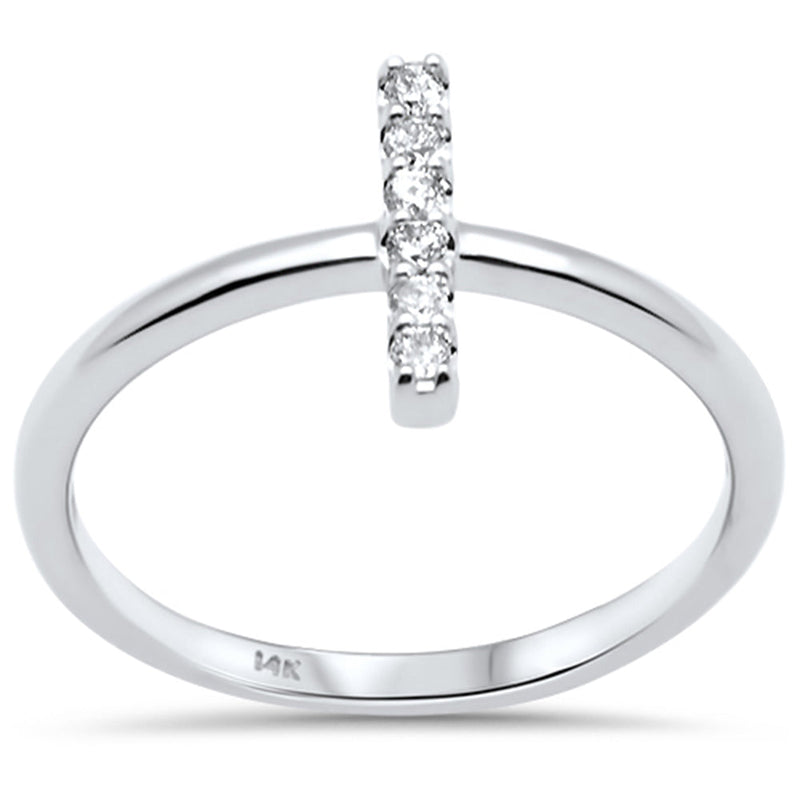 DIAMOND CLOSEOUT! .10ct G SI 14K White Gold Diamond Line Bar Ring Size 6.5