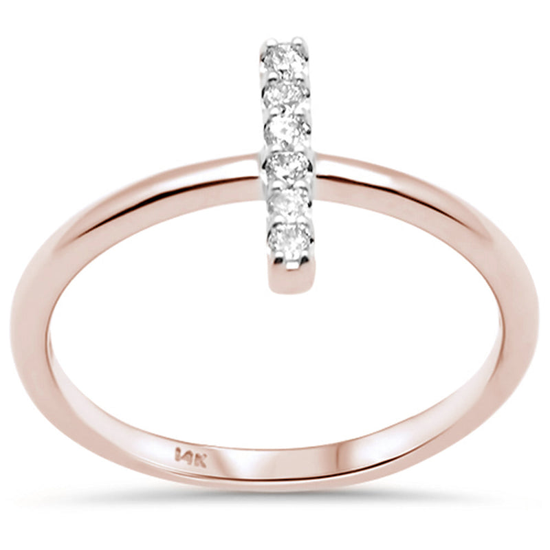 DIAMOND CLOSEOUT! .10ct G SI 14K Rose Gold Diamond Line Bar Ring Size 6.5