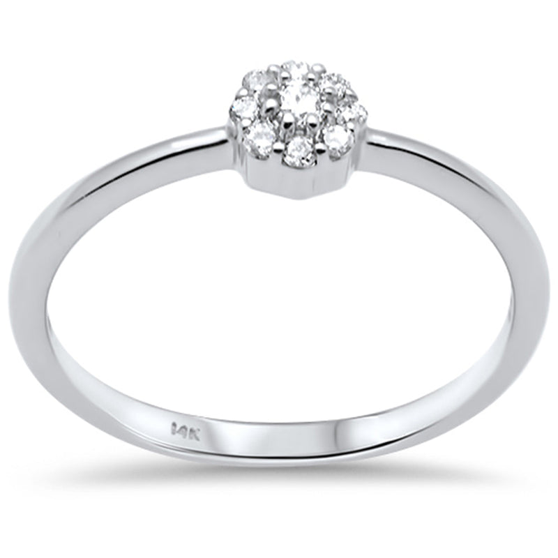 DIAMOND CLOSEOUT! .12ct G SI 14K White Gold Diamond Cluster Flower Ring Size 6.5
