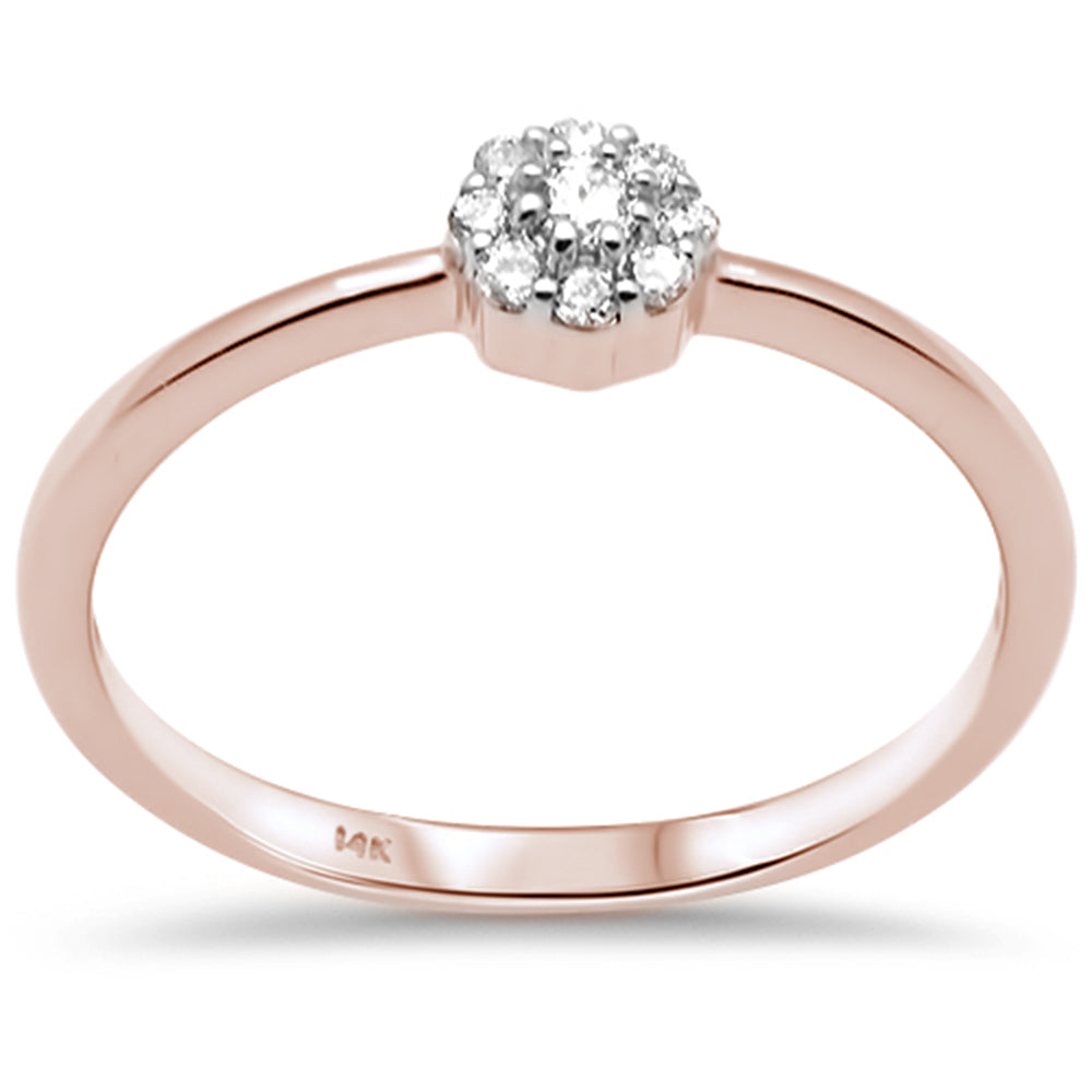 DIAMOND CLOSEOUT! .11ct G SI 14K Rose Gold Diamond Cluster Flower Ring Size 6.5
