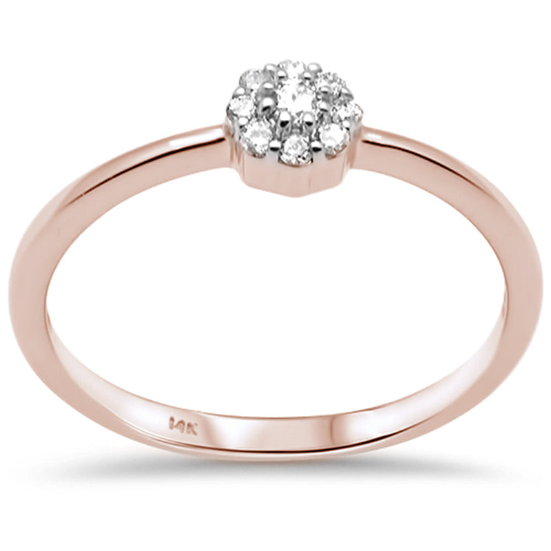 DIAMOND CLOSEOUT! .11ct G SI 14K Rose Gold Diamond Cluster Flower Ring Size 6.5