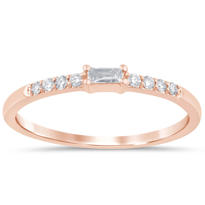 DIAMOND CLOSEOUT! .14ct G SI 14K Rose Gold Diamond Stackable Ladies Band Ring Size 6.5
