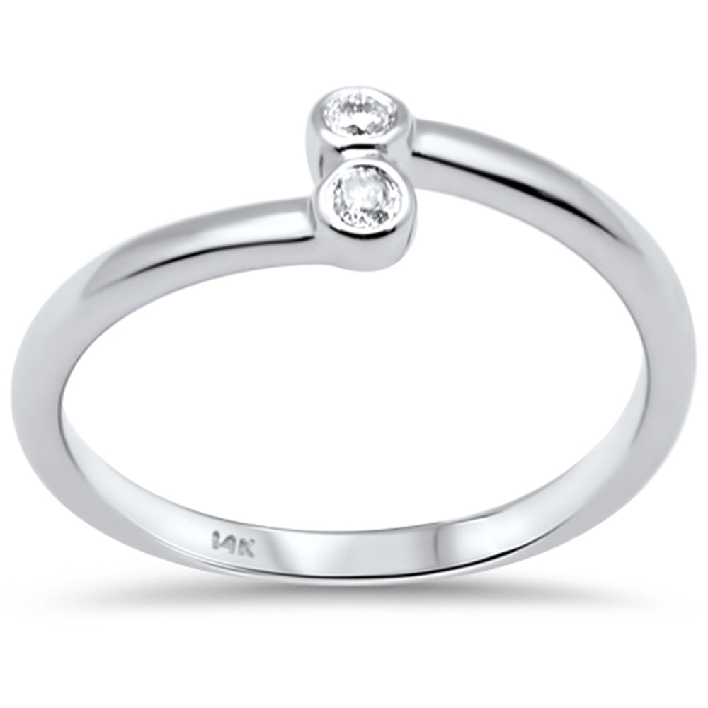 DIAMOND CLOSEOUT! .06ct G SI 14K White Gold Diamond Bezel Set Band Ring Size 6.5
