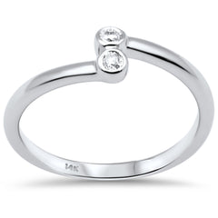 DIAMOND CLOSEOUT! .06ct G SI 14K White Gold Diamond Bezel Set Band Ring Size 6.5
