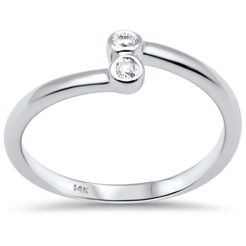 DIAMOND CLOSEOUT! .06ct G SI 14K White Gold Diamond Bezel Set Band Ring Size 6.5