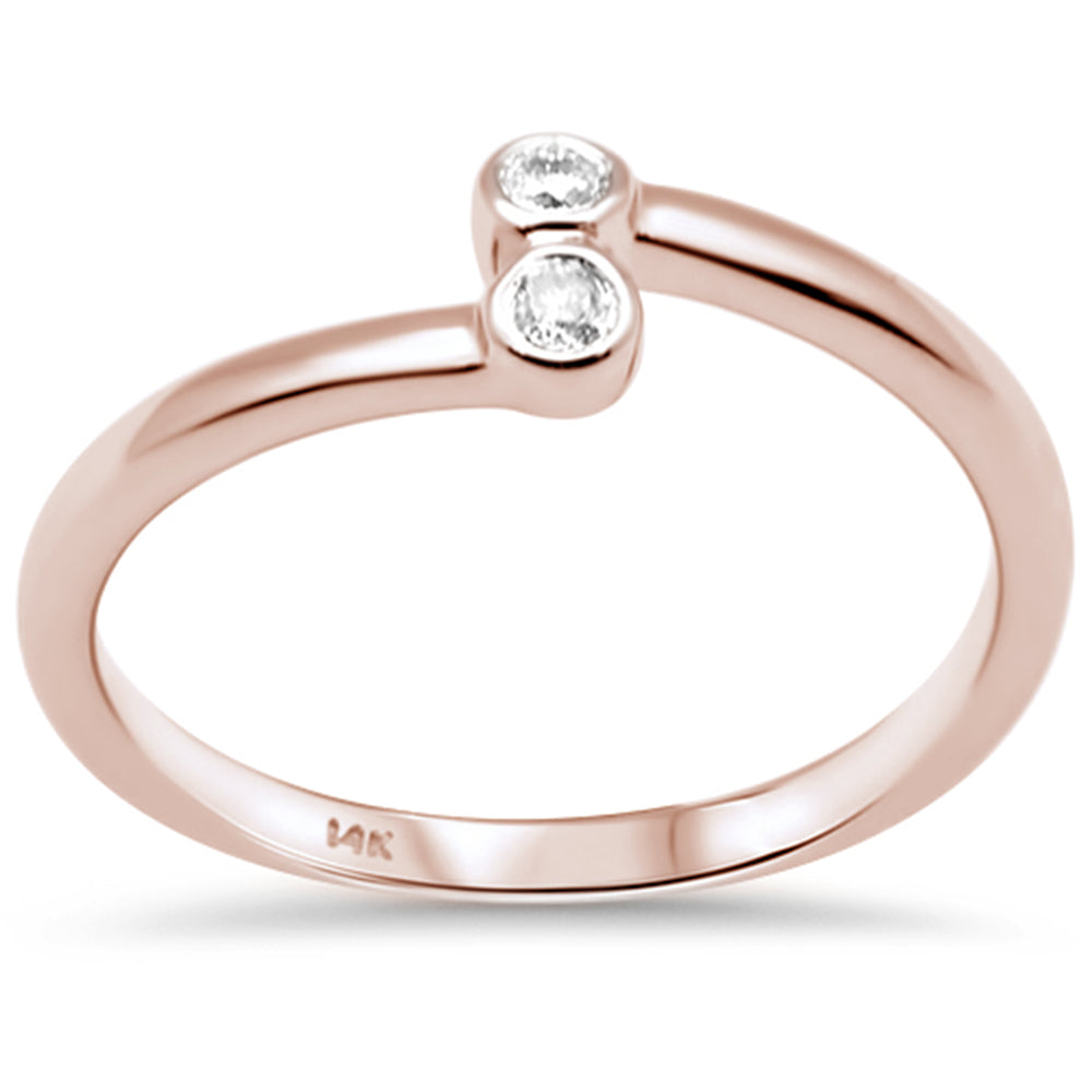 DIAMOND CLOSEOUT! .06ct G SI 14K Rose Gold Diamond Bezel Set Band Ring Size 6.5