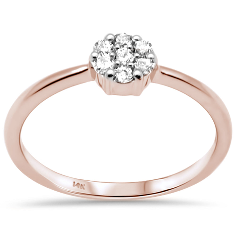 DIAMOND CLOSEOUT! .18ct G SI 14K Rose Gold Diamond Cluster Flower Ring Size 6.5