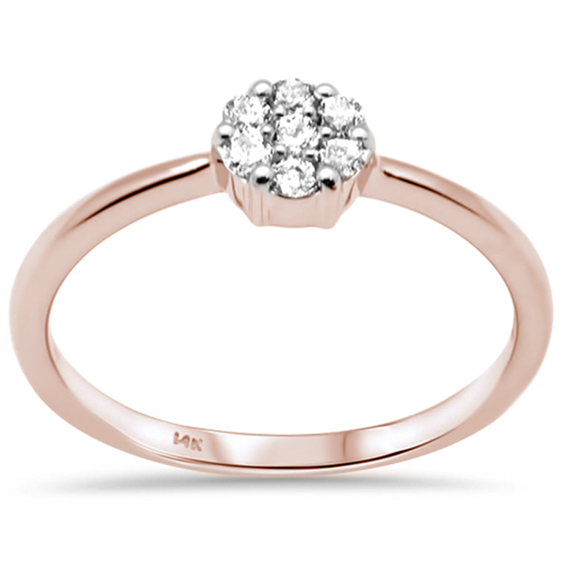 DIAMOND CLOSEOUT! .18ct G SI 14K Rose Gold Diamond Cluster Flower Ring Size 6.5