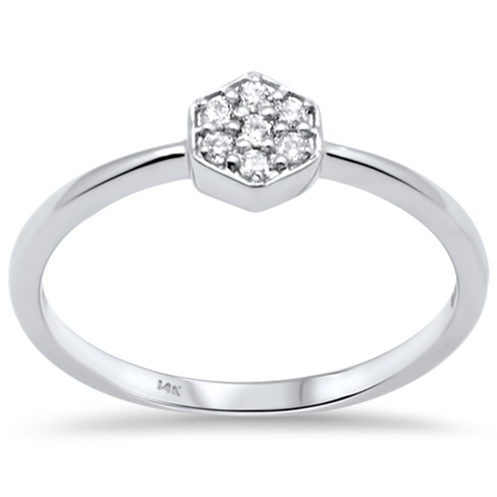 DIAMOND CLOSEOUT! .09ct G SI 14K White Gold Diamond Hexagon Shape Ladies Ring Size 6.5