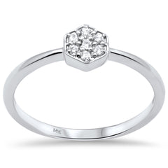 DIAMOND CLOSEOUT! .09ct G SI 14K White Gold Diamond Hexagon Shape Ladies Ring Size 6.5
