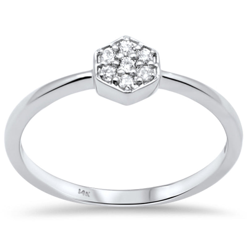 DIAMOND CLOSEOUT! .09ct G SI 14K White Gold Diamond Hexagon Shape Ladies Ring Size 6.5