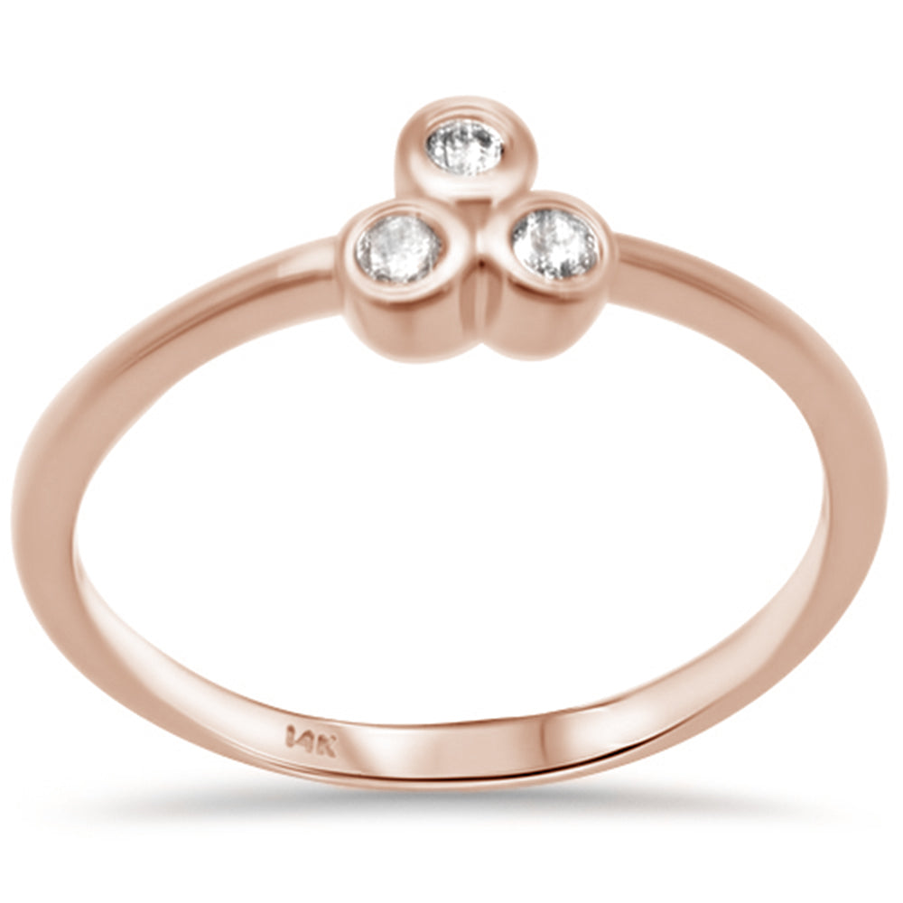 DIAMOND CLOSEOUT! .09ct G SI 14K Rose Gold Diamond Three Stone Ring Size 6.5