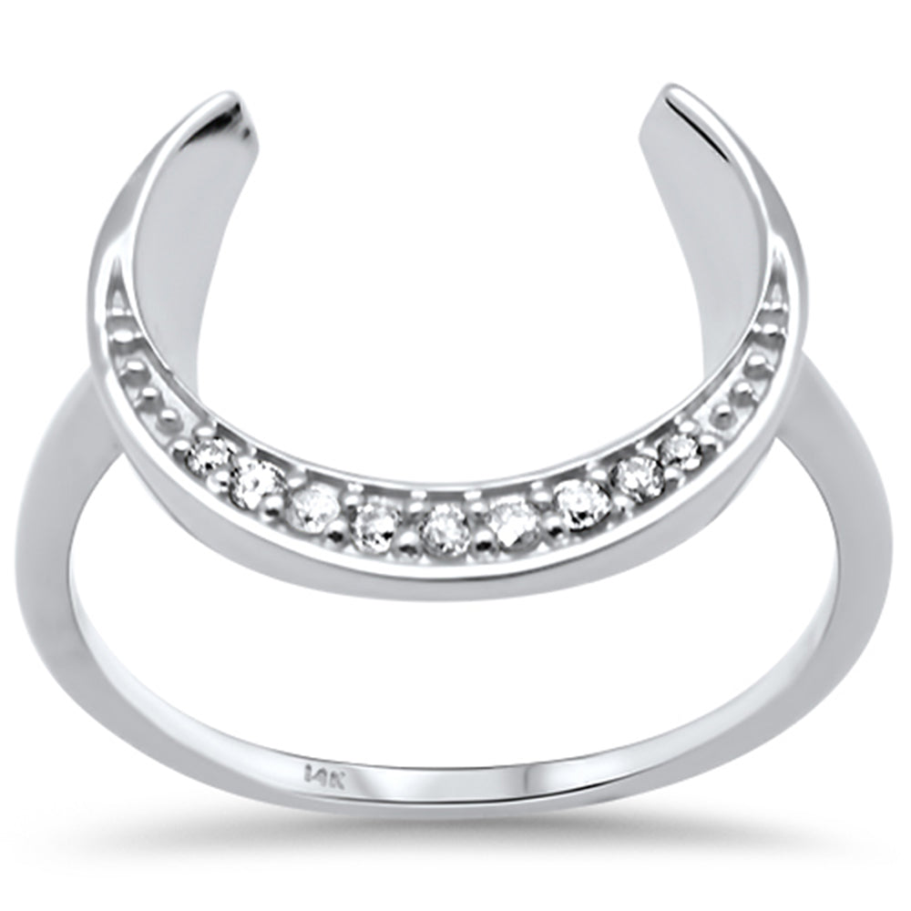 DIAMOND CLOSEOUT! .07ct G SI 14K White Gold Diamond Moon Shaped Ring Size 6.5
