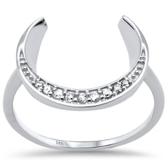 DIAMOND CLOSEOUT! .07ct G SI 14K White Gold Diamond Moon Shaped Ring Size 6.5