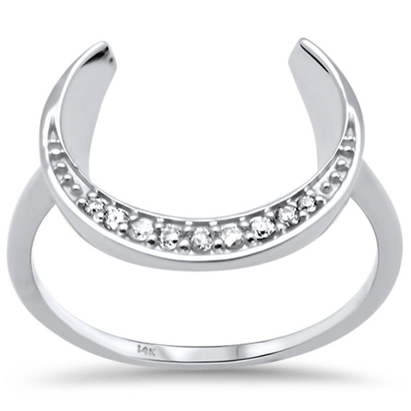 DIAMOND CLOSEOUT! .07ct G SI 14K White Gold Diamond Moon Shaped Ring Size 6.5