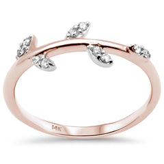 DIAMOND CLOSEOUT! .10ct G SI 14K Rose Gold Diamond Leaf Ring Size 6.5