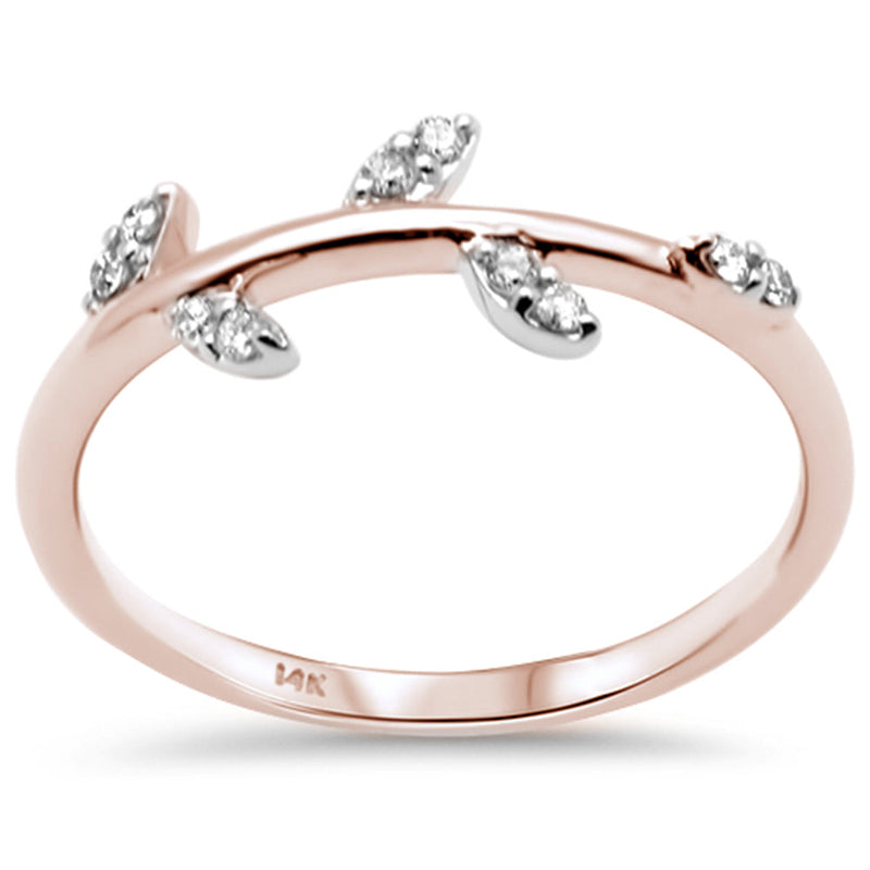 DIAMOND CLOSEOUT! .10ct G SI 14K Rose Gold Diamond Leaf Ring Size 6.5