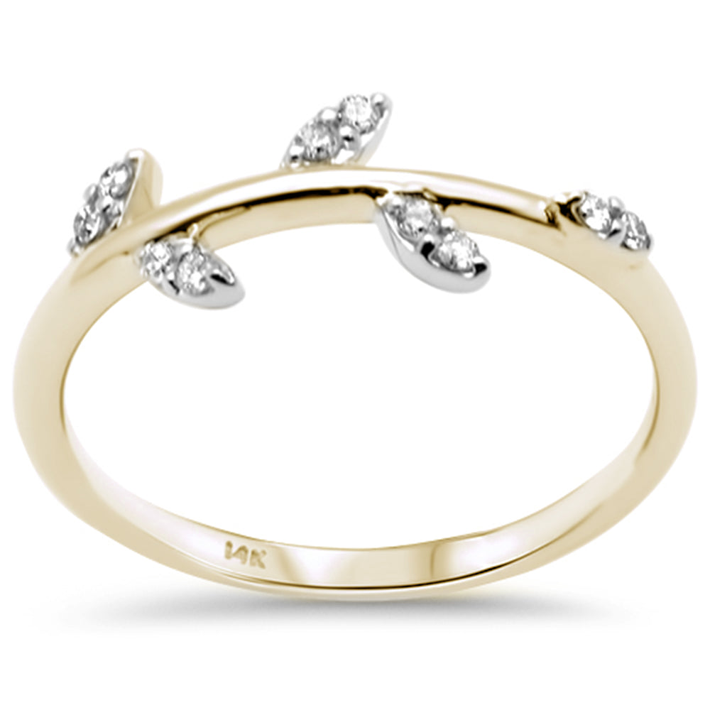 .12ct G SI 14K Yellow Gold  Diamond Leaf Ring Size 6.5