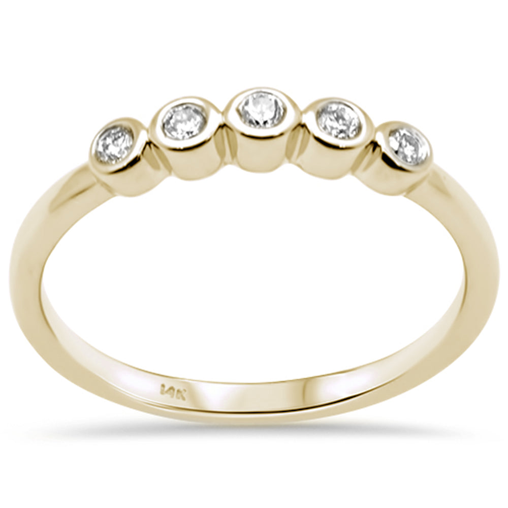 DIAMOND CLOSEOUT! .12ct G SI 14K Yellow Gold Diamond Five Diamond Bezel Ring Size 6.5