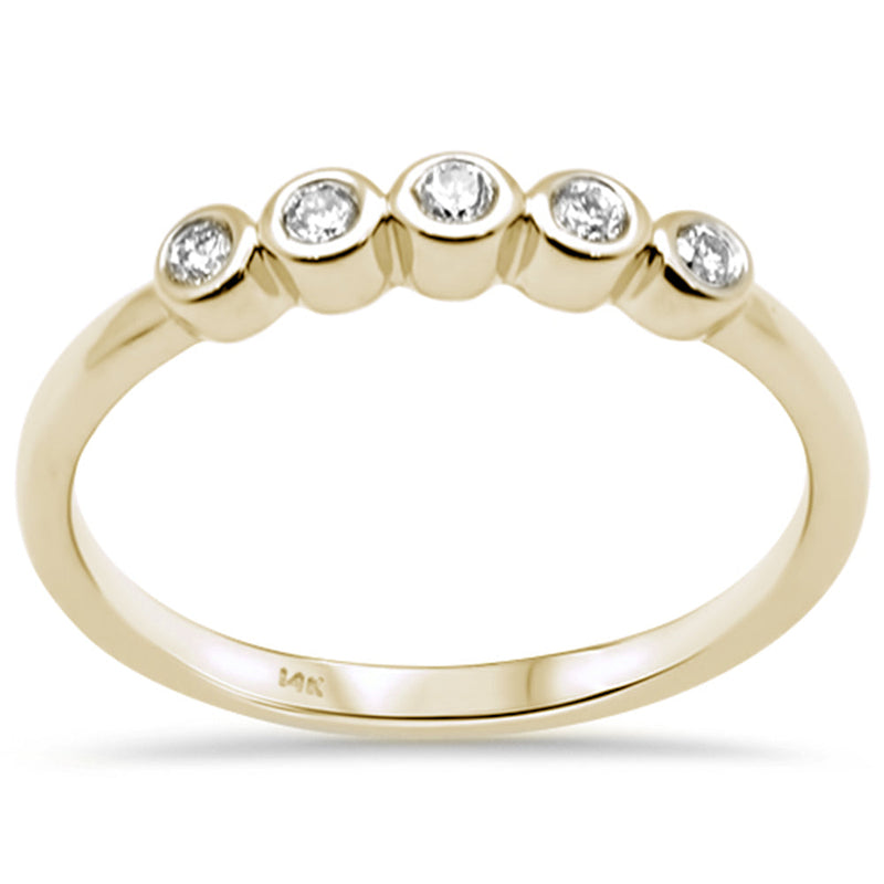 DIAMOND CLOSEOUT! .12ct G SI 14K Yellow Gold Diamond Five Diamond Bezel Ring Size 6.5
