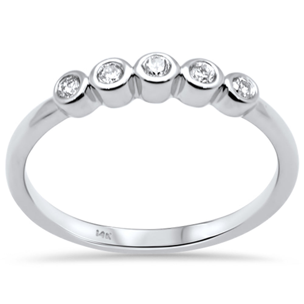 DIAMOND CLOSEOUT! .14ct G SI 14K White Gold Diamond Five Diamond Bezel Ring Size 6.5