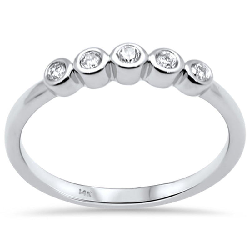 DIAMOND CLOSEOUT! .14ct G SI 14K White Gold Diamond Five Diamond Bezel Ring Size 6.5
