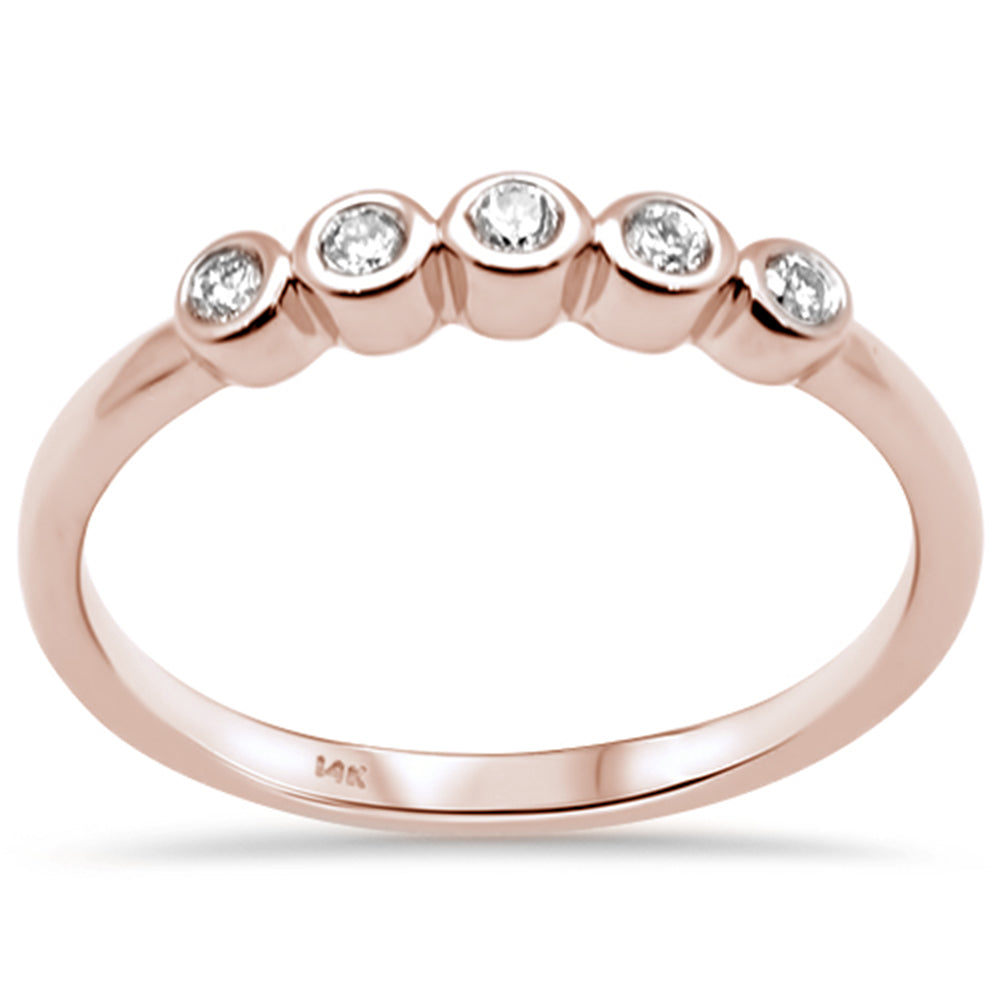 DIAMOND CLOSEOUT! .13ct G SI 14K Rose Gold Diamond Five Diamond Bezel Ring Size 6.5