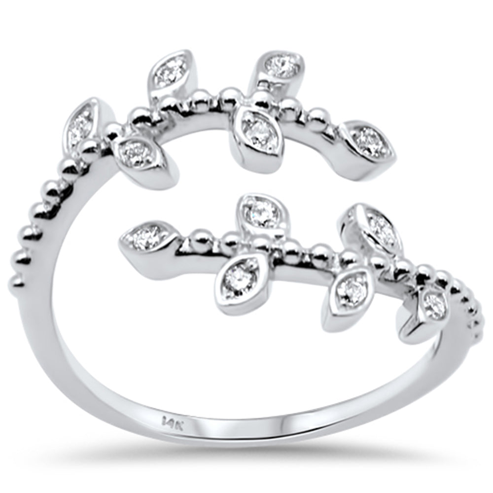 DIAMOND CLOSEOUT! .15ct G SI 14K White Gold Diamond Leaf Wrap around Ring Size 6.5